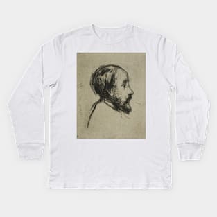 Profile Portrait of Degas by Marcellin Gilbert Desboutin Kids Long Sleeve T-Shirt